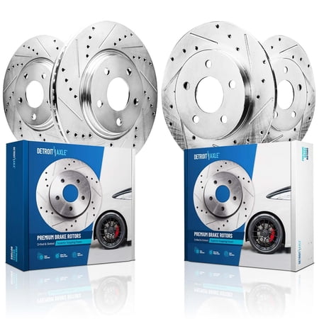 Detroit Axle - 4WD 12.13" inch Front and 13.15" inch Rear Drilled and Slotted Disc Brake Rotors for 1999-2003 Ford F-150 Lobo