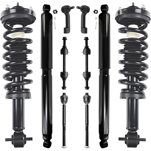 Detroit Axle - 10pc 4WD Front Suspension Kit for 15-20 Ford F-150, Struts w/Coil Spring Sway Bars Tie Rods Rear Shock Absorbers 2016 2017 2018 2019 Replacement