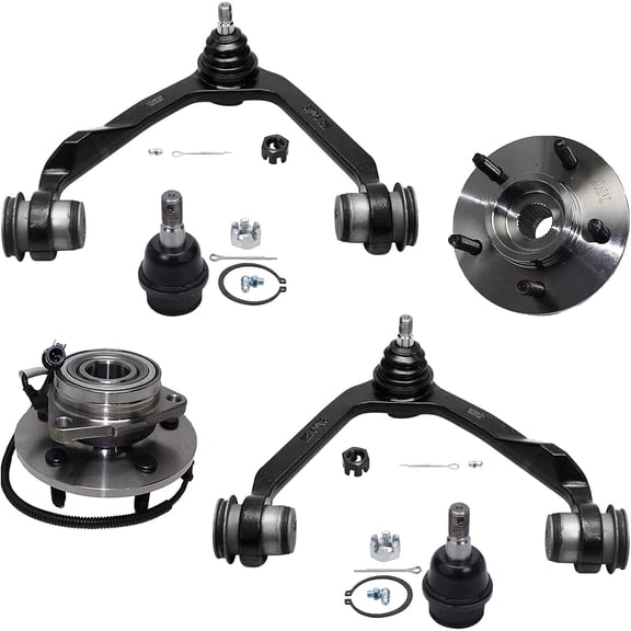 Detroit Axle - 4WD Front Upper Control Arms + Lower Ball Joints + Wheel Hub Bearing Replacement for 2000-2002 Lincoln Navigator Ford Expedition - 6pc Set