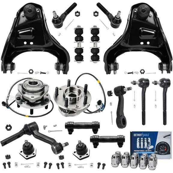 Detroit Axle - 4WD Front Upper Control Arms & Wheel Hub Bearings Suspension Kit Replacement for Chevy GMC Blazer S10 Bravada Jimmy Sonoma - 26pc Set