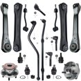 thumbnail image 1 of Detroit Axle - 4WD Front Upper Lower Control Arms + Wheel Bearings & Hubs + Outer Tie Rods + Ball Joints + Sway Bars + Track Bar Replacement for 2000-2006 Jeep Wrangler TJ - 17pc Set, 1 of 9