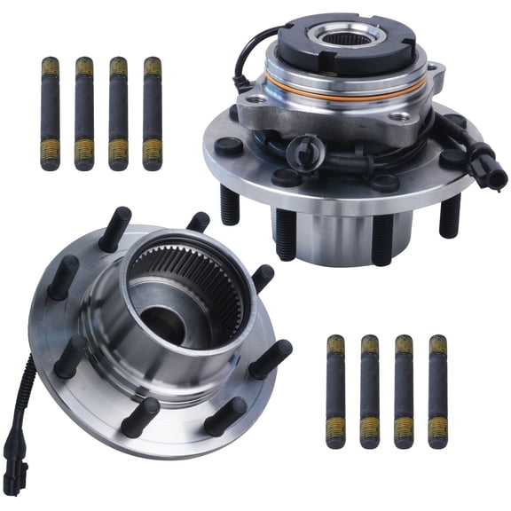 Detroit Axle - 4WD Front Wheel Bearing Hubs for 99-04 Ford F-250 F-350 F-450 F-550 Super Duty [DRW; 4-Wheel ABS], Replacement 1999 2000 2001 2002 2003 2004 Ford Wheel Bearing & Hubs Assembly Set