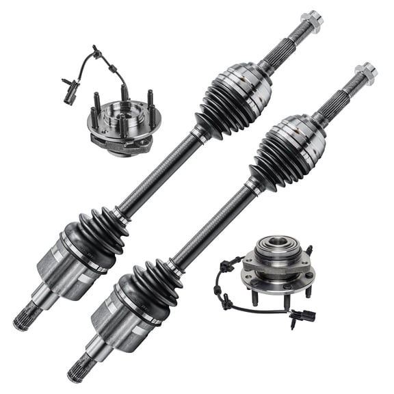 Detroit Axle - 4WD Front Wheel Bearing Hubs CV Axles for Chevy Trailblazer GMC Envoy XL XUV, Buick Rainier Ascender Bravada Saab 9-7x, Replacement Wheel Bearing & Hubs Assembly CV Axles