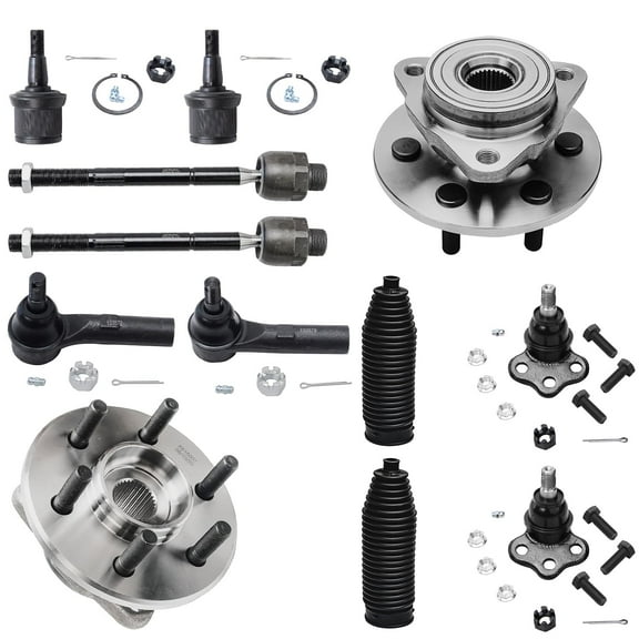 Detroit Axle - 4WD Front Wheel Bearing Hubs Kit for 2000-2004 Dodge Dakota 2000-2003 Durango [2-Wheel ABS] 2 Wheel Bearing Hubs 4 Tie Rods 4 Ball Joints 2 Boots 2001 2002 Replacement