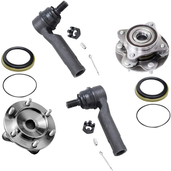 Detroit Axle - 4WD Front Wheel Bearings & Hubs + Outer Tie Rods Replacement for Lexus GX460 Toyota 4Runner FJ Cruiser Tacoma - 4pc Set Fits select: 2015 TOYOTA TACOMA ACCESS CAB/TRD PRO