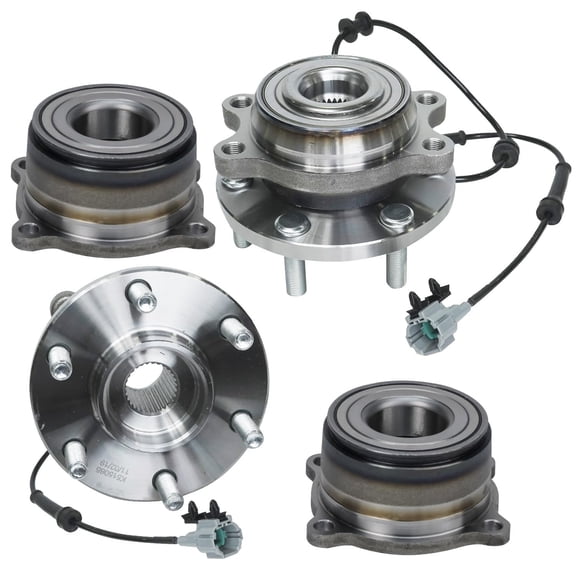 Detroit Axle - Front and Rear Wheel Bearing and Hub Assembly for 4WD AWD 2005-2019 Nissan Frontier 2005-2015 Xterra 2009-2012 Suzuki Equator with Automatic Transmission