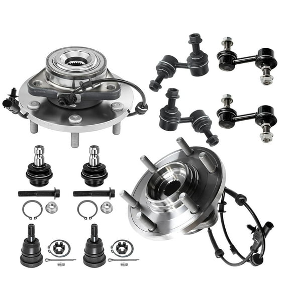 Detroit Axle - 4WD Front Wheel Hub & Bearings + Ball Joints Suspension Kit Replacement for 2012-2015 Nissan Armada Titan - 10pc Set