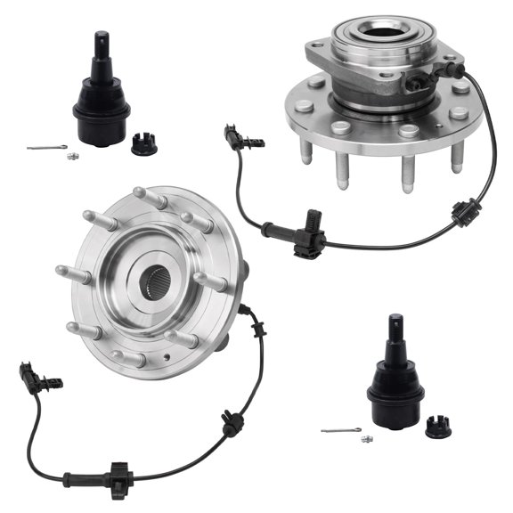 Detroit Axle - 4WD Front Wheel Hub Bearings + Lower Ball Joints Replacement for Chevrolet Sierra Silverado 2500 HD 3500 HD - 4pc Set