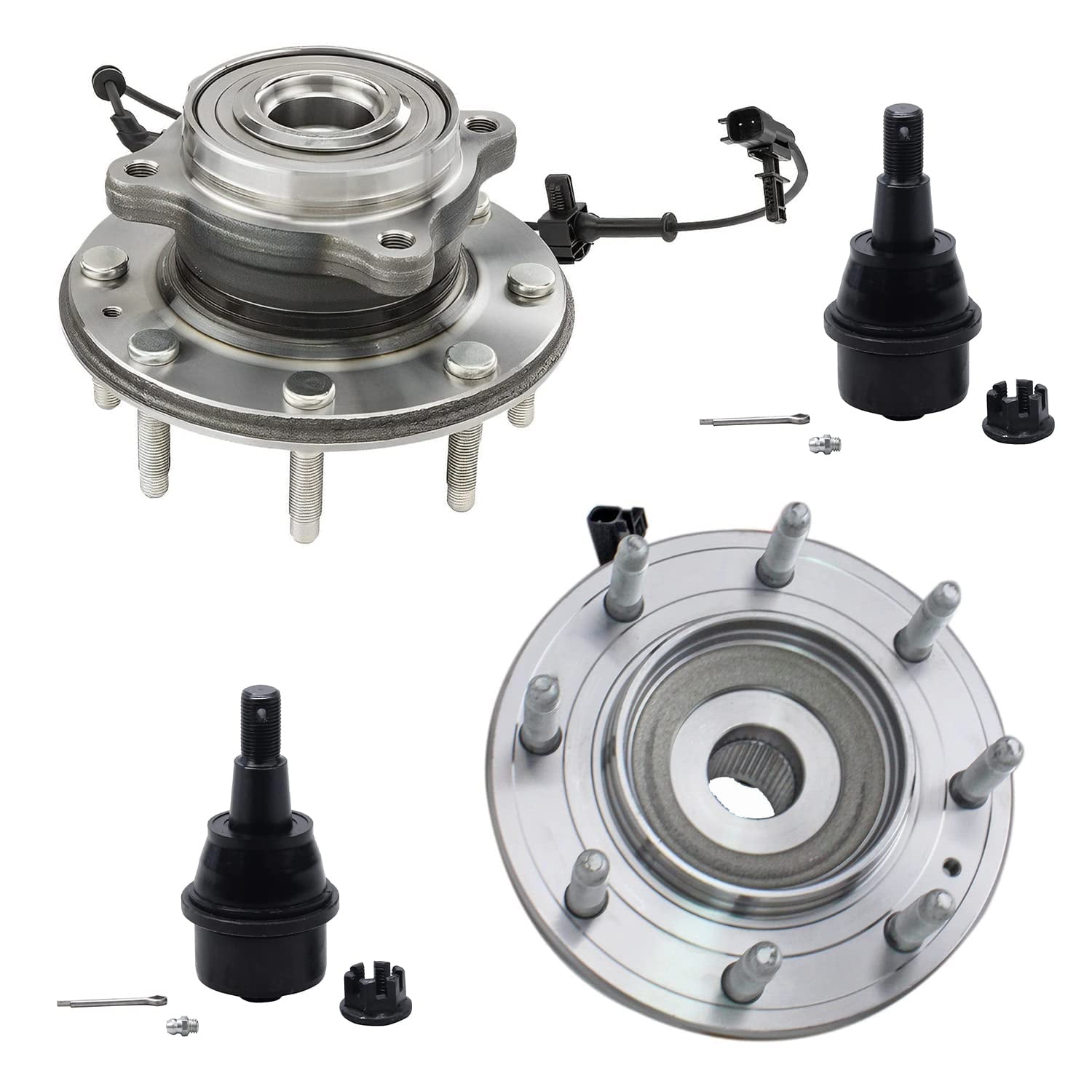 Detroit Axle 4WD Front Wheel Hub Bearings + Lower Ball Joints