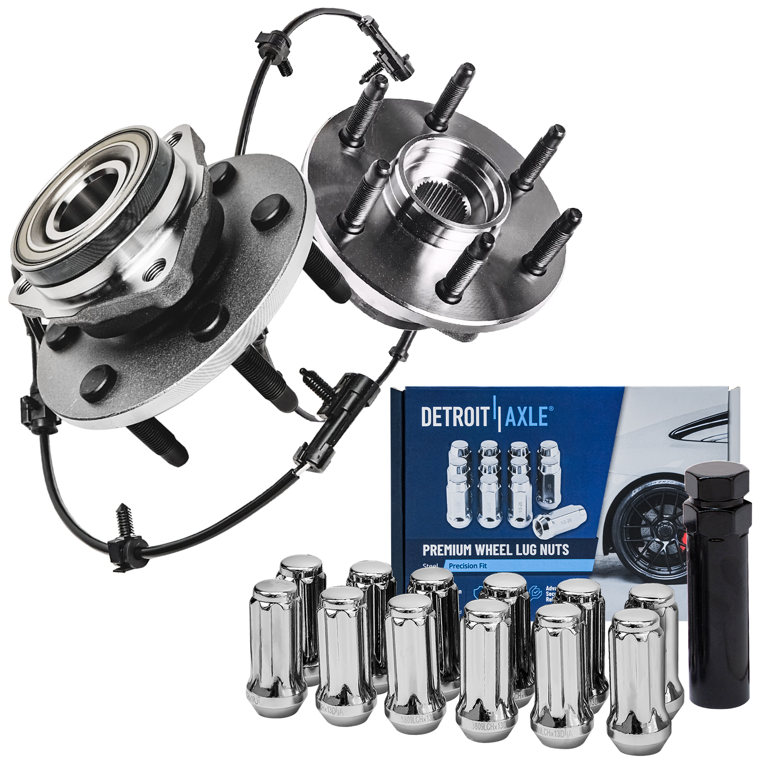 Detroit Axle 4WD Front Wheel Hub Bearings Wheel Lug Nuts Replacement