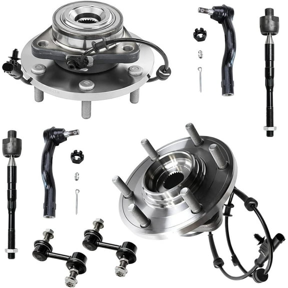 Detroit Axle - 4WD Front Wheel Hub & Bearings + Sway Bars + Tie Rods Replacement for 2012-2015 Nissan Armada Titan - 6pc Set