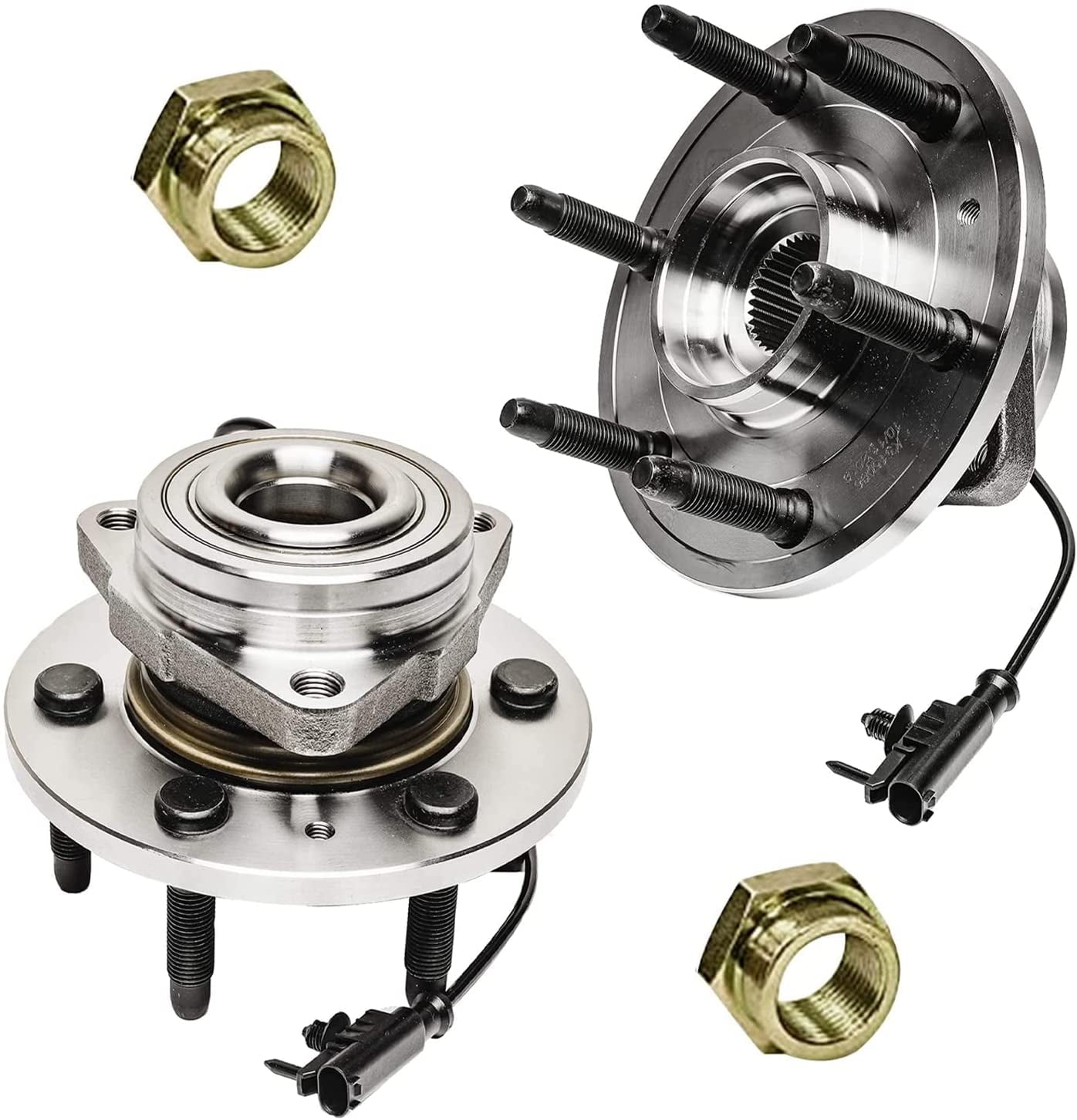 Detroit Axle - 4WD Front Wheel Hub Bearings w/Nuts Replacement for Chevy Suburban Tahoe Silverado GMC Yukon Sierra 1500 Cadillac Escalade Fits select: 2011 ,2013 CHEVROLET SILVERADO K1500 LT