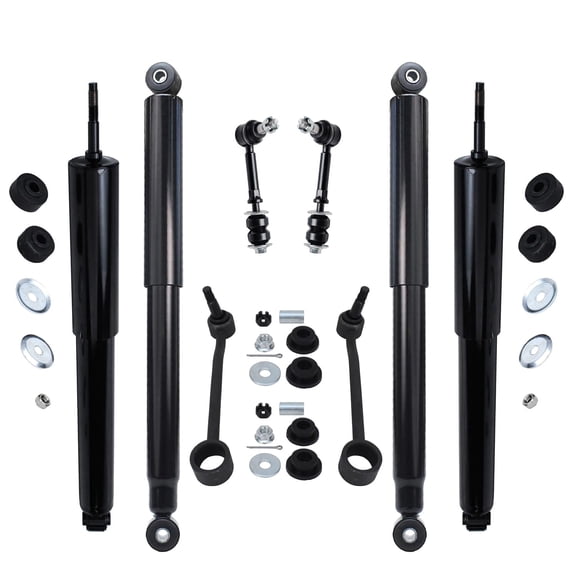 Detroit Axle - 4WD Front & Rear Shocks Kit for 1995-1999 Dodge Ram 2500, 1996 1997 1998 4 Shocks Assembly 4 Sway Bar End Links Replacement Suspension
