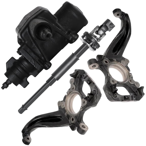 Detroit Axle - 4WD Gear Box Kit for 2004 Ford F-150 [Lariat, Column Shift], Power Steering Gear Box, Intermediate Steering Shaft, Front Knuckles Assembly Replacement
