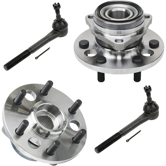 Detroit Axle - 4pc 4WD Front Wheel Hub Bearings Outer Tie Rods Replacement for Chevy GMC K2500