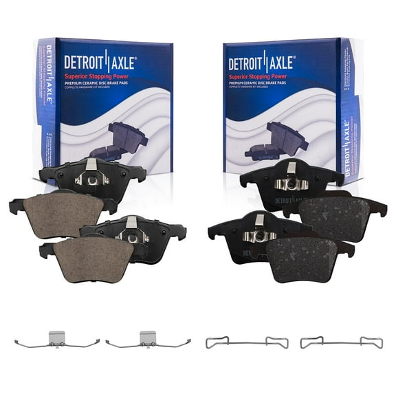 Detroit Axle - 4pc Brake Pads for 03-14 Volvo XC90, 4 Front and Rear Ceramic Brake Pads w/Hardware 2003 2004 2005 2006 2007 2008 2009 2010 2011 2012 2013 2014 Replacement