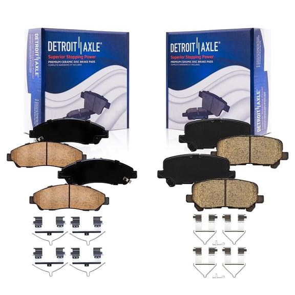Detroit Axle - Front Rear Ceramic Brake Pads for 2016-2022 Honda Pilot 2017-2025 Ridgeline 2014-2016 Acura MDX