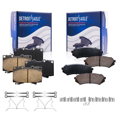 Detroit Axle - 4pc Brake Pads for 98-07 Lexus LX470 Toyota Land Cruiser, 4 Front and Rear Ceramic Brake Pads 1998 1999 2000 2001 2002 2003 2004 2005 2006 2007 Replacement