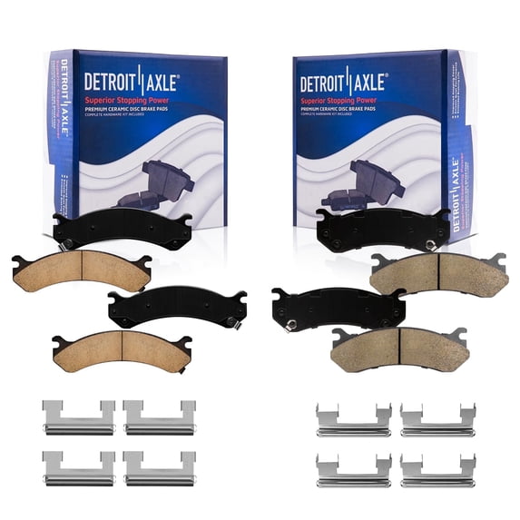 Detroit Axle - 4pc Brake Pads for GMC Yukon XL Sierra Chevy Avalanche Suburban Yukon XL 2500, Sierra Silverado 1500 2500 3500 HD, Hummer H2, Front and Rear Ceramic Brake Pads Replacement