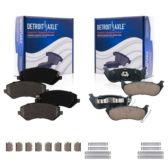 Detroit Axle - 4pc Brake Pads for 2003-2007 Jeep Liberty, Front and Rear Ceramic Brake Pads 2004 2005 2006 Replacement