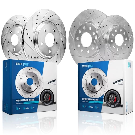 Detroit Axle - 4pc Brake Rotors for 2020-2024 Cadillac CT4, Drilled and Slotted Disc Brake Rotors 2021 2022 2023 Replacement: 11.81" inch Front and 12.40" inch Rear Rotor