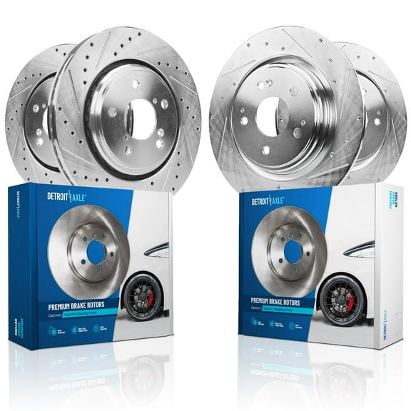 Detroit Axle - 4pc Brake Rotors for Acura 2015-2020 TLX Drilled and Slotted Disc Brake Rotors 2016 2017 2018 2019 Replacement : 12.60" inch Front and 12.20" inch Rear Rotors