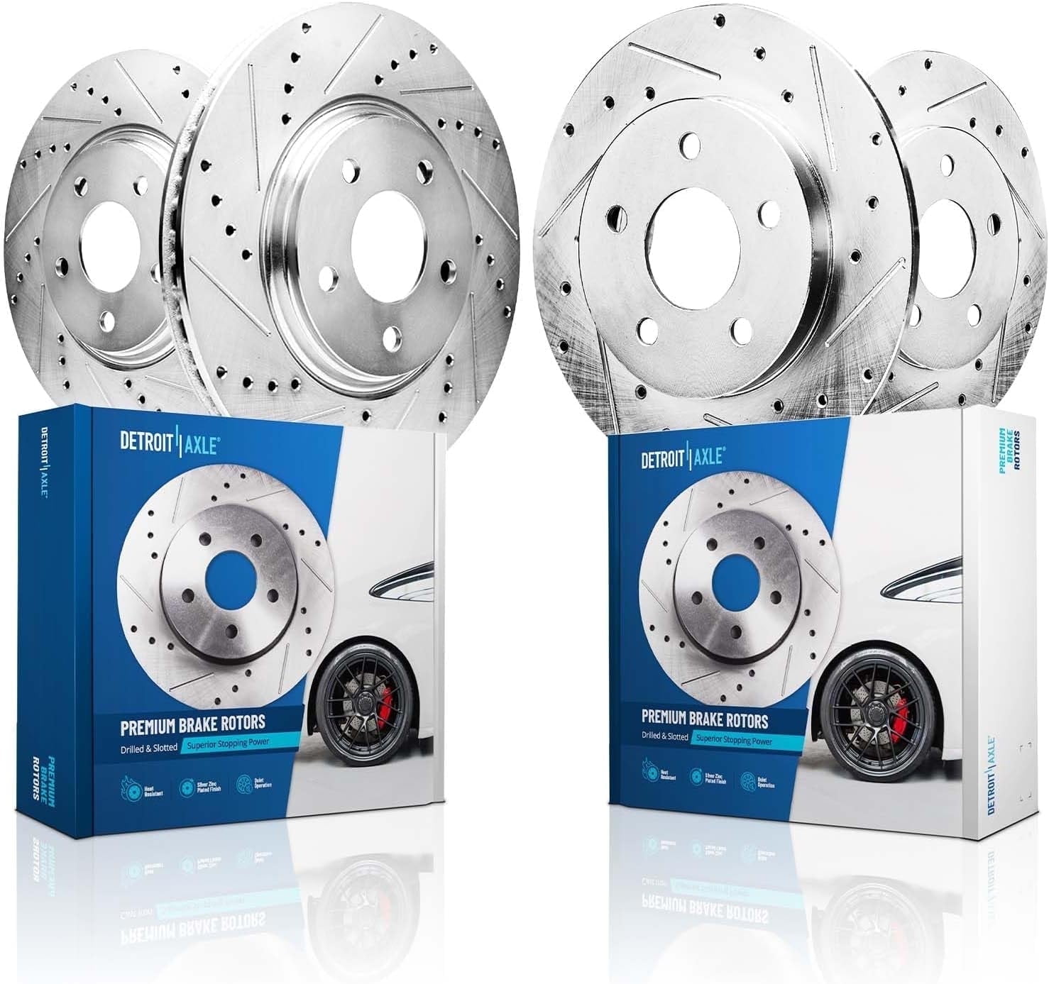 Detroit Axle - 4 Brake Rotors for Hyundai 2020-2025 Sonata 2021-2025 K5 2024-2025 Kona 2023-2025 Niro EV Drilled Slotted Disc Brake Rotors Replacement : 12.01" inch Front and 11.18" inch Rear Rotor