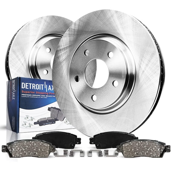Detroit Axle - 4pc Front Brake Kit for 2002 2003 2004 2005 2006 BMW X5, Disc Brake Rotors Ceramic Brakes Pads with Hardware Replacement : 14.02" inch Rotor