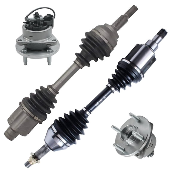 Detroit Axle - 4pc Front CV Axles Wheel Bearing Hubs for Chevrolet Cobalt Pontiac G5 Pursuit Saturn Ion [4-Wheel ABS, 4 Lug] 2 CV Axle Shafts Assembly 2 Wheel Bearing Hubs Assembly