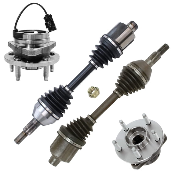Detroit Axle - Front 4pc Wheel Bearing Hubs Kit for 2004-2010 Chevy Malibu, 05-10 Pontiac G6, 07-09 Saturn Aura, 2 Wheel Bearing & Hubs 2 CV Axle Shafts 2004 2005 2006 2007 2008 2009 2010 Replacement