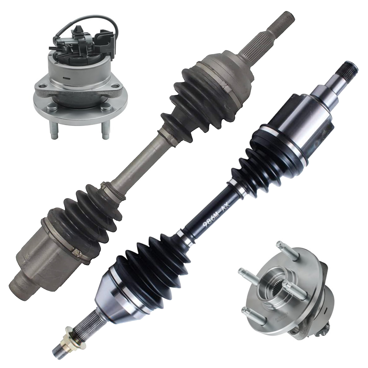 Detroit Axle 4pc Front CV Axle Shafts and Wheel Hub Bearings for 2005