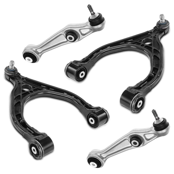 Detroit Axle - 4pc Front Control Arms for 2016-2020 Tesla X, 4 Lower Rearward and Upper Control Arms with Ball Joints 2017 2018 2019 Suspension Replacement