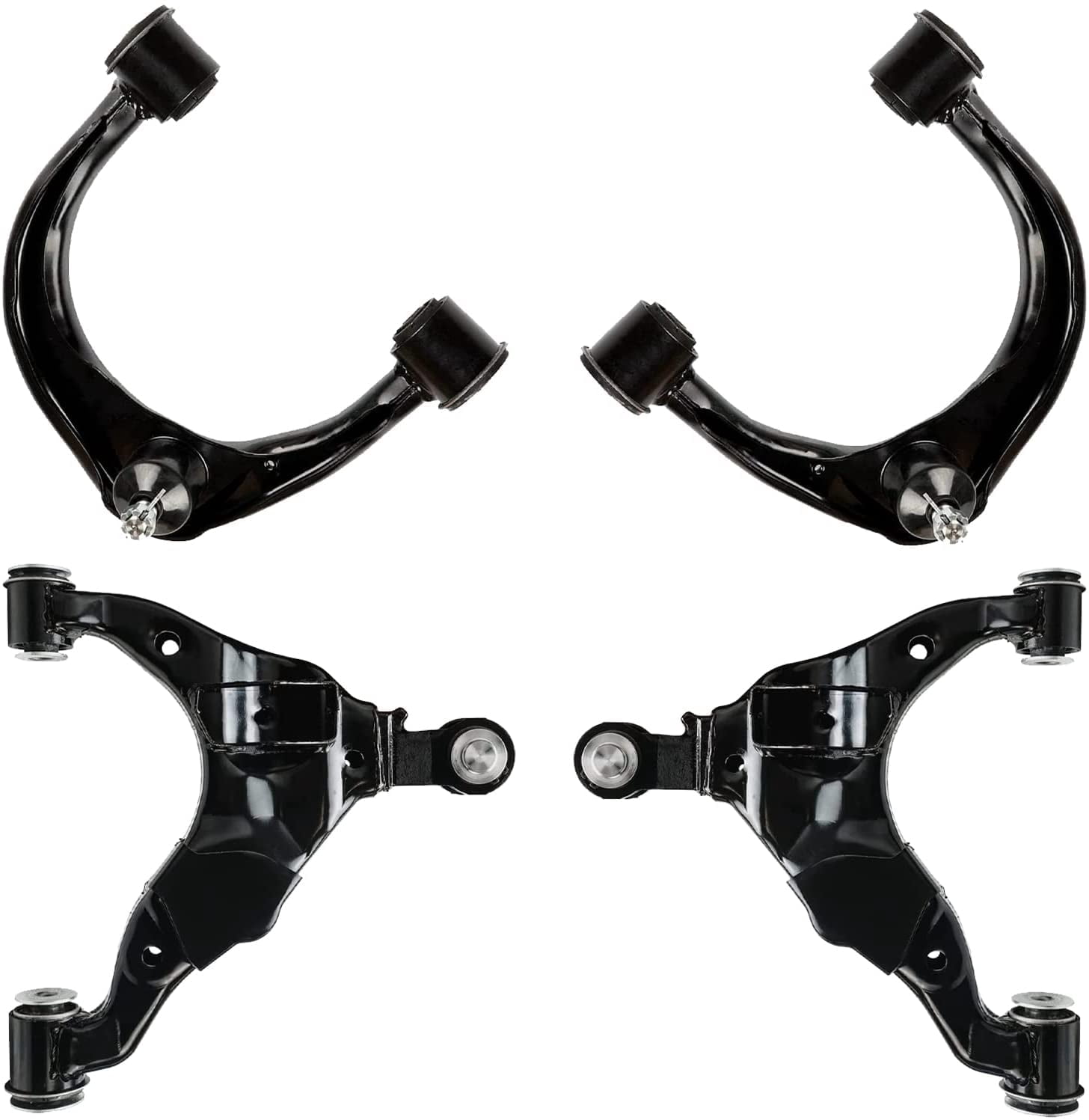 Detroit Axle - 4pc Front End Control Arms for 03-09 Toyota 4Runner Lexus GX470 FJ Cruiser, 4 Upper & Lower Control Arms 2003 2004 2005 2006 2007 2008 2009 Replacement