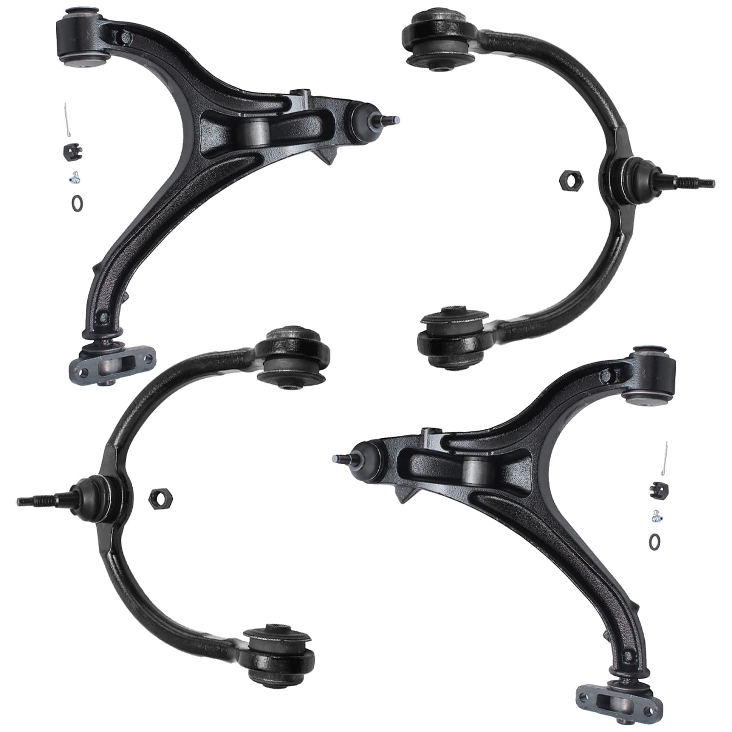 Detroit Axle - 4pc Front End Control Arms for 05-10 Jeep Commander Grand Cherokee, 4 Lower Upper Control Arms w/Ball Joint 2005 2006 2007 2008 2009 2010 Replacement