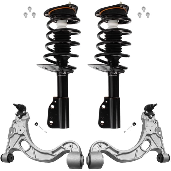 Detroit Axle - 4pc Front End Suspension Kit for 1998-2005 Buick Park Avenue 1998-1999 Riviera, 2 Lower Control Arms w/Ball Joint 2 Struts & Coil Spring Assembly