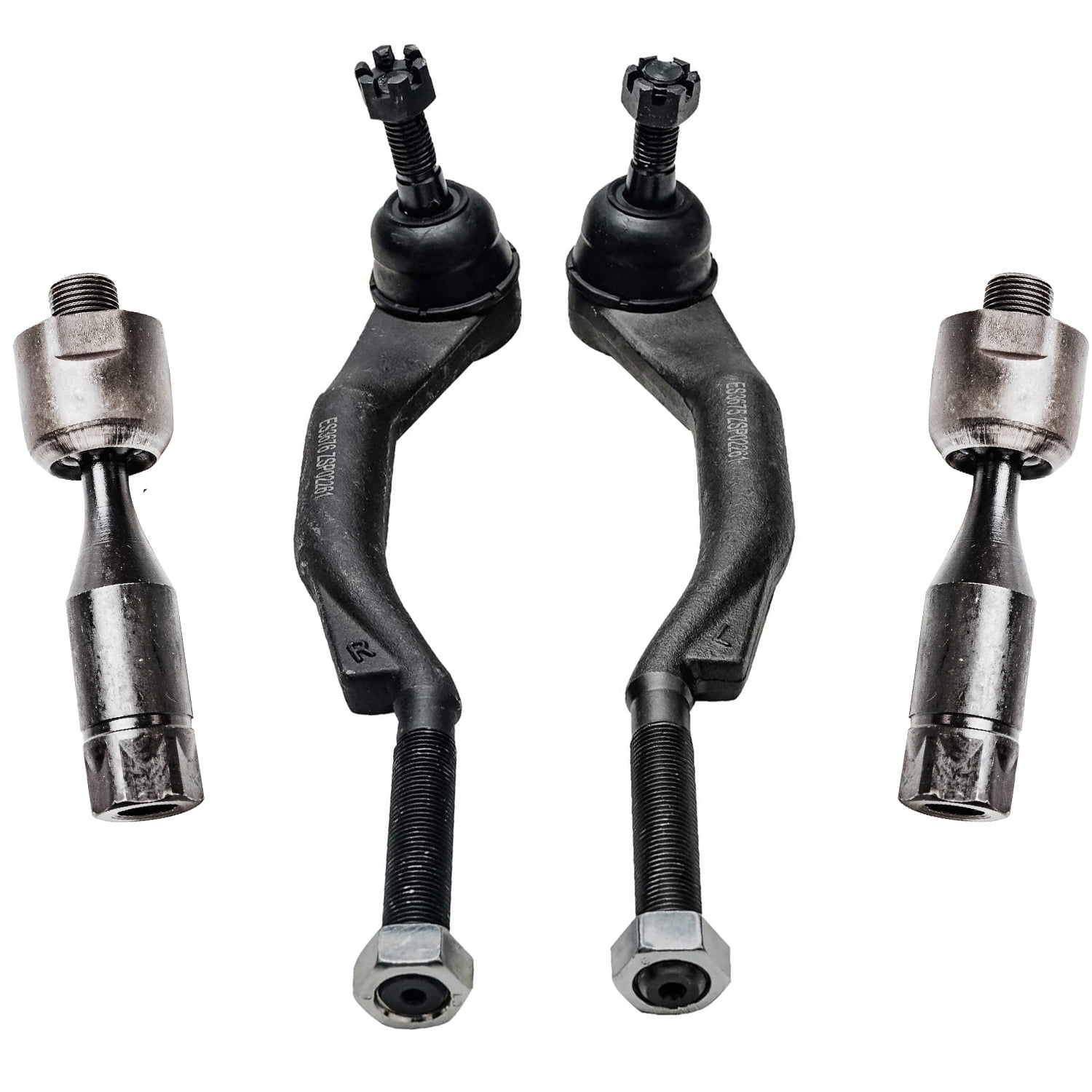 Detroit Axle - 4pc Front Tie Rods Kit for Chevrolet SSR Trailblazer EXT GMC Envoy XL Saab 9-7x Buick Rainier Isuzu Ascender, 4 Inner & Outer Right Left Tie Rod Ends Replacement