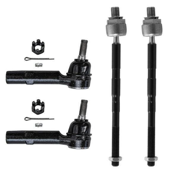 Detroit Axle - 4 Front Tie Rods for 2008-2017 Chevy Traverse Buick Enclave 2007-2016 GMC Acadia Saturn Outlook Inner & Outer Tie Rods 2009 2010 2011 2012 2013 2014 2015 Replacement