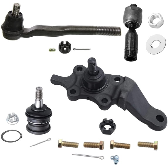 Detroit Axle - 4pc Front Inner Outer Tie Rods Upper Lower Ball Joints Replacement for Toyota 4Runner