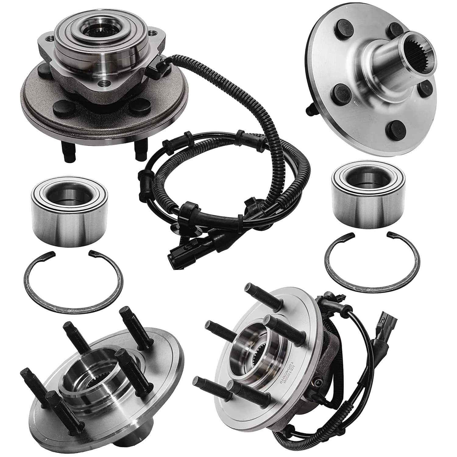 Detroit Axle 4pc Front Rear Wheel Hub & Bearings Replacement for Ford