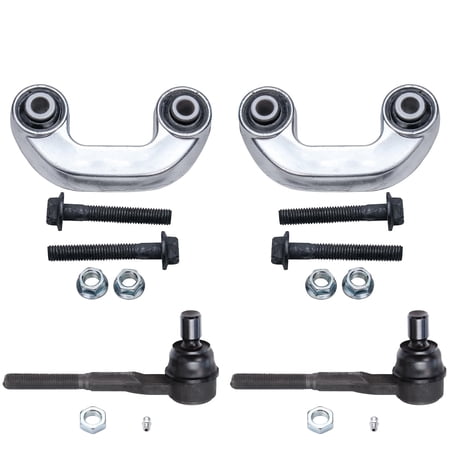 Detroit Axle - Front Tie Rods Sway Bars for 1996-2001 Audi A4 Quattro, 2 Outer Tie Rod End Links 2 Stabilizer Sway Bar Links 1997 1998 1999 2000 Replacement