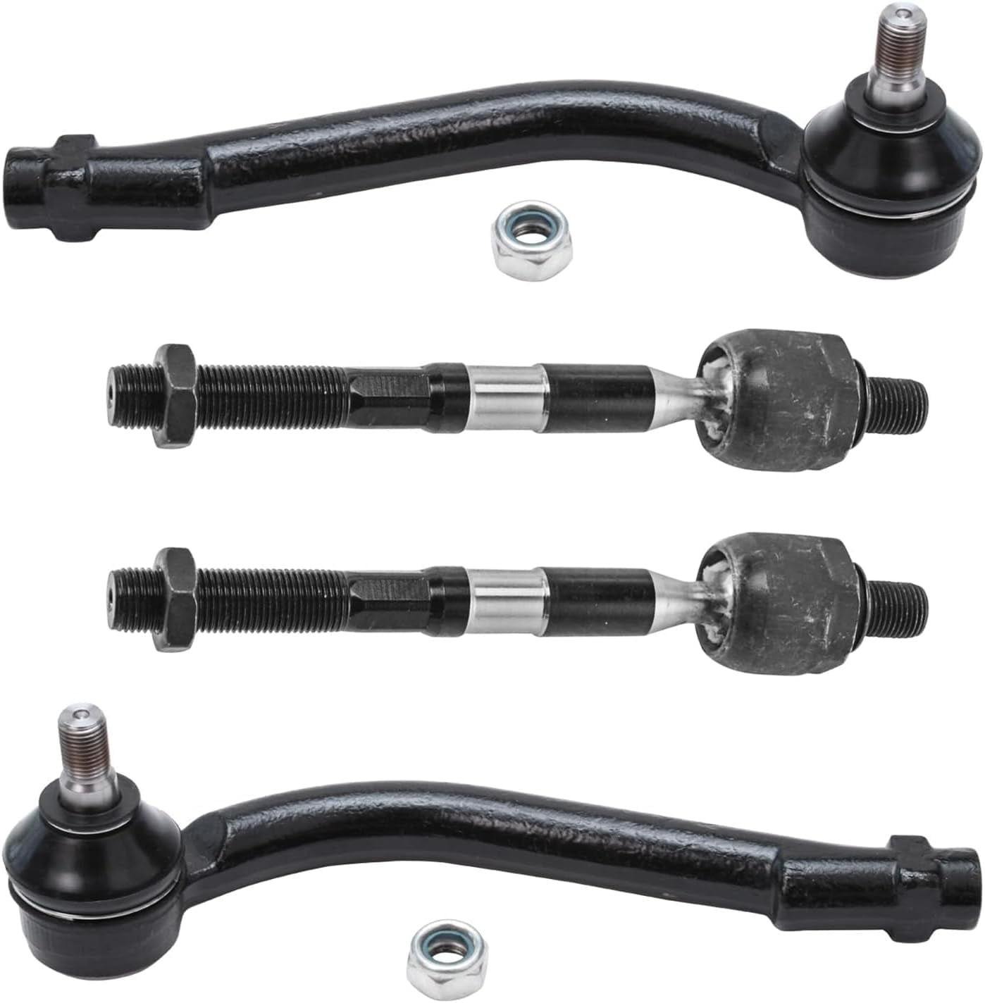 Detroit Axle - 4pc Front Tie Rods for Hyundai 2007-2012 Santa Fe, Kia 2011-2013 Sorento, Inner and Outer Tie Rod End Links Replacement