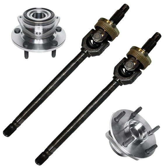 Detroit Axle - 4pc Front U-Joint CV Axle and Wheel Hub Bearings for 1994 1995 1996 1997 1998 1999 Dodge Ram 1500 4x4 Non-ABS ONLY