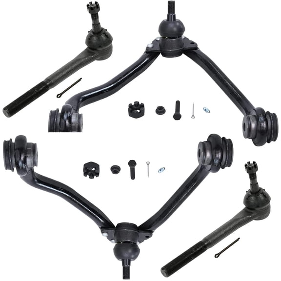 Detroit Axle - 4pc Front Upper Control Arms Outer Tie Rods Replacement for Chevy GMC C2500 Fits select: 2002 CHEVROLET EXPRESS G3500, 2001 CHEVROLET EXPRESS CUTAWAY G3500