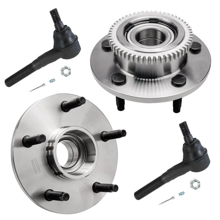 Detroit Axle - 4pc Front Wheel Bearing & Hub Assembly + Outer Tie Rods Kit for 2000 2001 Dodge Ram 1500 RWD