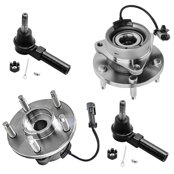 Detroit Axle - 4pc Front Wheel Bearing Hubs Kit for Chevy Cobalt HHR Pontiac G5 Pursuit Saturn Ion [5 Lug] 2 Wheel Bearing Hubs Assembly 2 Outer Tie Rod Ends Replacement