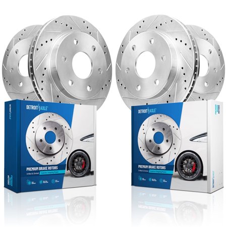 Detroit Axle - 4pc Front and Rear Drilled Brake Rotors Kit Replacement for Chevy Trailblazer GMC Envoy Buick Rainier Isuzu Ascender Olds Bravada