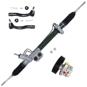 Detroit Axle - 4pc Rack and Pinion Kit for Nissan Armada Titan Pathfinder Armada Infiniti QX56 Power Steering Pump with Pulley Rack and Pinion Outer Tie Rods