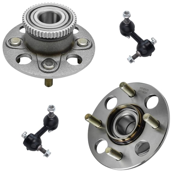 Detroit Axle - 4pc Rear Wheel Bearing Hubs Kit for 2001-2005 Honda Civic EL, 2 Wheel Bearing and Hubs 2 Sway Bars 2002 2003 2004 Replacement