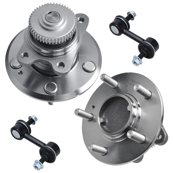Detroit Axle - 4pc Rear Wheel Bearing Hubs Kit for 2006-2009 Hyundai Sonata 2 Wheel Bearing Hubs Assembly 2 Sway Bar End Links 2007 2008 Replacement