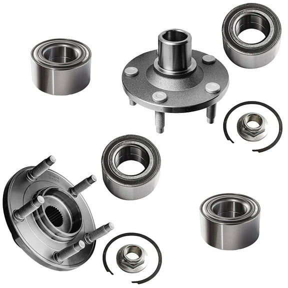 Detroit Axle - 4pc Wheel Bearing & Hubs Kit for Ford Escape Mazda Tribute Mercury Mariner, 2 Rear Wheel Bearings 2 Front Wheel Bearing Hubs Replacement
